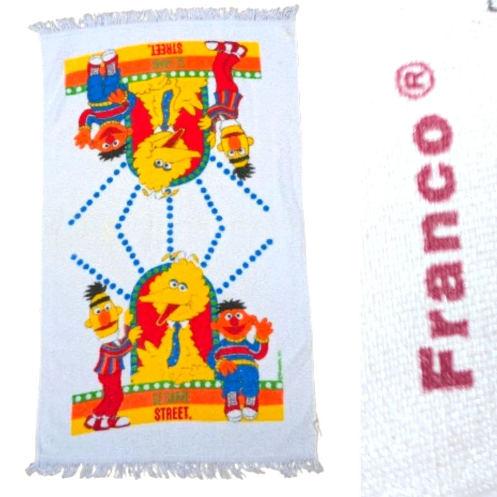 Vintage Sesame Street Franco Big Bird Towel and Friends 70s